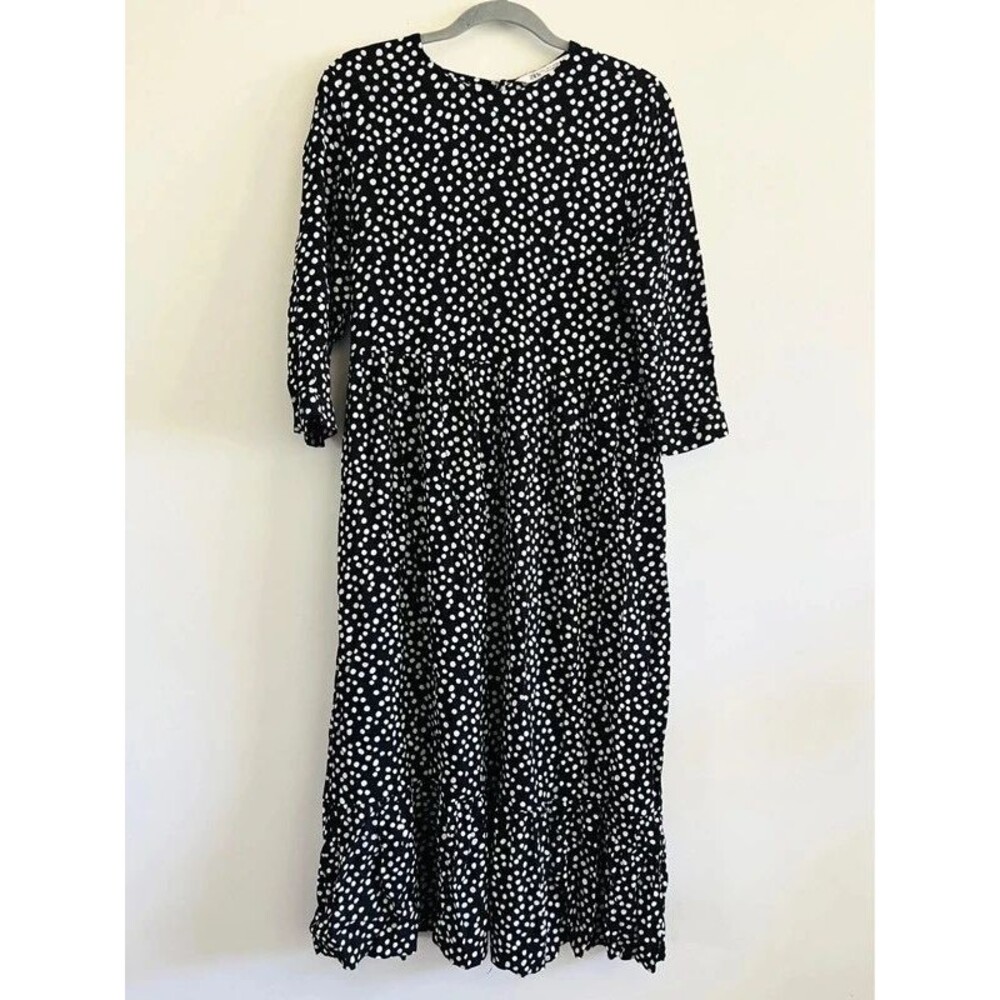ZARA Black White Polka Dot Print Dress - S